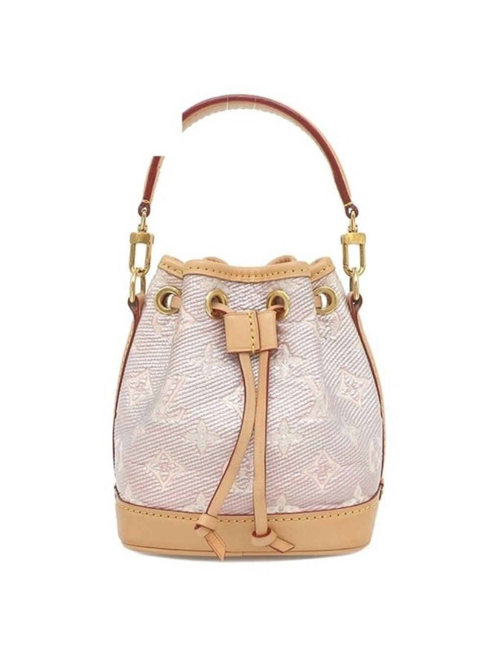Louis Vuitton 2-Way Bag Nano Noe Leather Monogram Laminated Jacquard Pink Gold